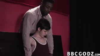 Twink deepthroats BBC before raw bareback fuck and cumshot