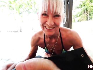 Poolside Jerk! GILF Tugjob - Finish Him!
