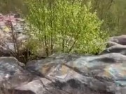 Hung Black Guy Destroys Little White Twink Hole Outdoors In The Open