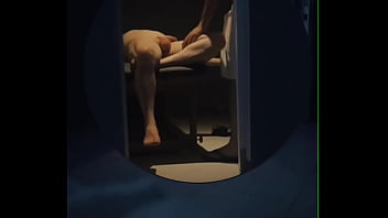 Amateur guy caught napping in a sauna cabin gets tied up and used sexually by a boy
