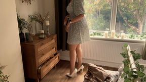 Upskirting the Hot Housewife Whilst Cleaning - Sexy Stockings & Gorgeous Legs