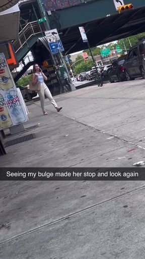 Men with bulges caught on candid camera as they react to public nudity.