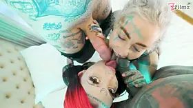 POV ANAL Addicted TATTOO girls wrecked in Foursome - Facials ATM
