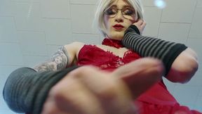 red lace glasses femboy crawl tease - fleshlight fuck &amp; pov cums on your face