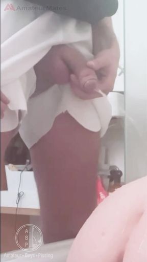Straight Curious Boy Gets Pissed on by His Uncut Twink Roommate