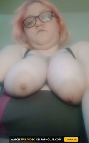 Amputee Playing with Her Huge Tits - Slow Motion