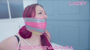 Lacey's Multi-Layered Gag Challenge H265 MP4 HD ( ball gag, tied up, cloth-stuffed Tegaderm gag, clear tape, wrap gag, black tape, silver tape, green bandage wrap, pink bandage wrap, silver PVC tape, multi-layered, gagged, moaning, bound )