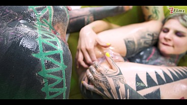 3 TATTOO lesbians play with CUM - ANAL gape, prolapse, ASS CUM SWAP first time anal - punk, goth, alt porn - ANUSKATZZ - ZF012