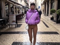 Naughty Russian MILF in pantyhose - shameless outdoors