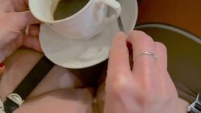 Hot seduction in a coffee shop