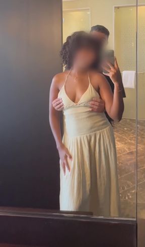 Married ebony teen teases her real boobs