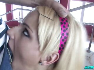 ADPTUBE - French blond sucking rod in the park