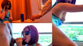 Italian MILF cuckolds husband with waiter in hotel room