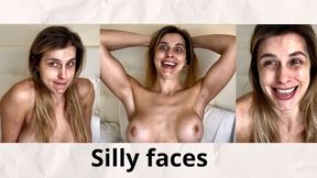 Silly faces on boobs