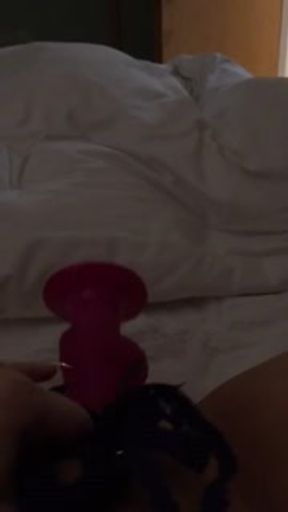 Teen fucks herself, panty stuffing &amp; squirts as she listens to parents fucking hard next door
