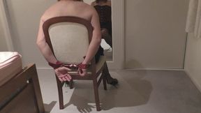 Sissy in Stiletto Mules Chairtied