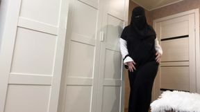 Moroccan girl caresses herself in pantyhose