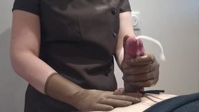 Real nurse extract large sperm sample