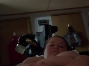 Thick chick with a big dildo.