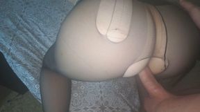 After a Footjob tore pantyhose on my Step Sister and fucked her Big Ass
