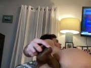 Twink Takes Huge Dildo In The Ass Showing Off His Cherry Gaping Hole Then Busts His Load