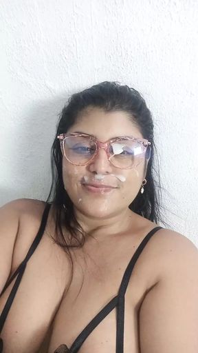 My stepsister interrupts me and I end up fucking her and filling her whole face with cum