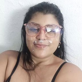 My stepsister interrupts me and I end up fucking her and filling her whole face with cum