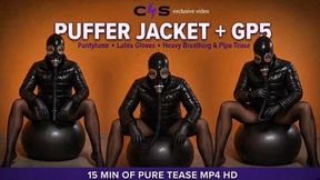 GP5 on the Pilates Ball: Vinyl Puffer Jacket, Shiny Pantyhose & Latex Gloves - 15 Min MOV HD