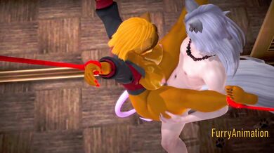 Furry Hentai 3D Yiff - Mouse is fucked on a sex swing by a fox man