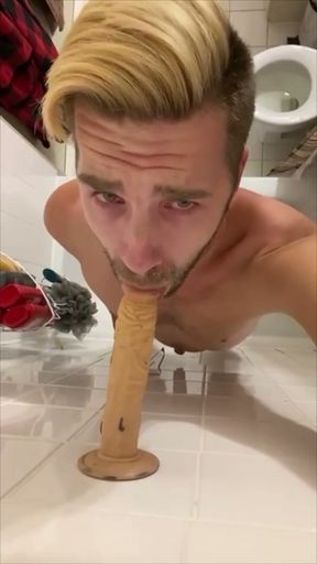 Fag Deepthroat Slimy Dildo   Clip 2