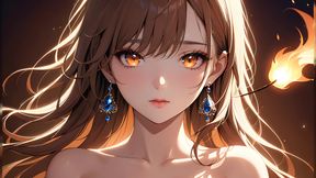 Ember Kiss: a Beautiful Young Woman Lit by a Tiny Flame