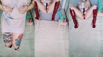 Horny cunt in high patent boots