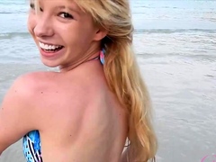 Amateur blonde teen rides cock and anal