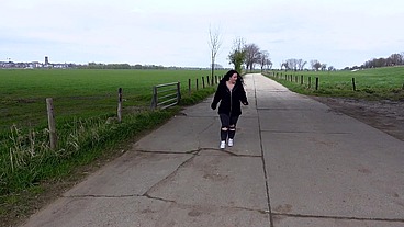 OUTDOOR-SEX with german CHUBBY-SLUT - Lessly needs cum