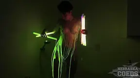 18yo Billie Banging Herself Out With Glowsticks Then Glow In The Dark Fun - NebraskaCoeds