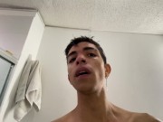 YOU ACCOMPANY ME IN THE SHOWER WHILE I FILL MY HUGE COCK WITH FOAM