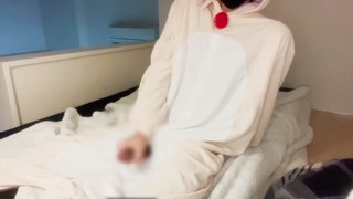Hands-on masturbation with a penis in a stuffed bear