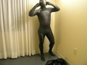 Completing the transformation as I change into orca predator wetsuit