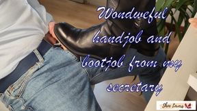 Wonderful handjob and bootjob from my secretary 1080