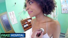 ”Brazilian Ebony College Girl's Sensual Check-up at Fake Hospital”