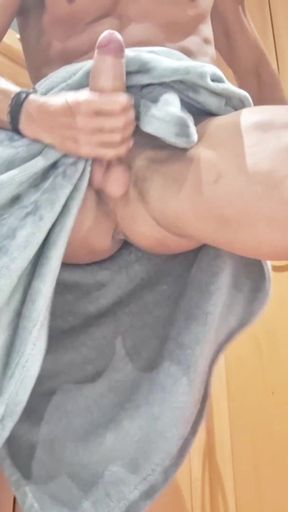 My male domestic employee was caught on camera touching her dick and cumming in the kitchen   Clip 1