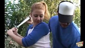 Sporty girls give injured guy a double mouth-job and anal