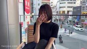 Wild and energetic girl shaking with pleasure