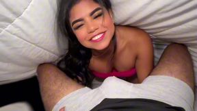 Buxom Latina rides stepbro’s cock undercover