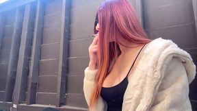 European Big tits Hot Milf Artemisia Love Solo Smoking Session outdoor