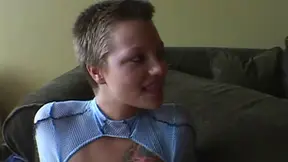 Short-Haired Cowgirl in Miniskirt Unpins Thong Before Hardcore Bang Festivities Begin