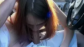 Nata in beautiful minx giving blowjob in the car