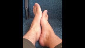 Risking Getting Busted Showing My Wrinkled Soles on Vline Public Train - Public Feet - Manlyfoot