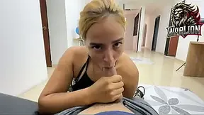 Blowjob POV from a Slender Young Beauty with a Big Ass on Her Audition