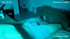 3 vibrators at once guy gushes cum through boxers